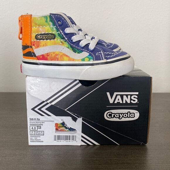 Vans X Crayola Toddler Sk8-Hi Zip Size 4 Shoes - Picture 1 of 8